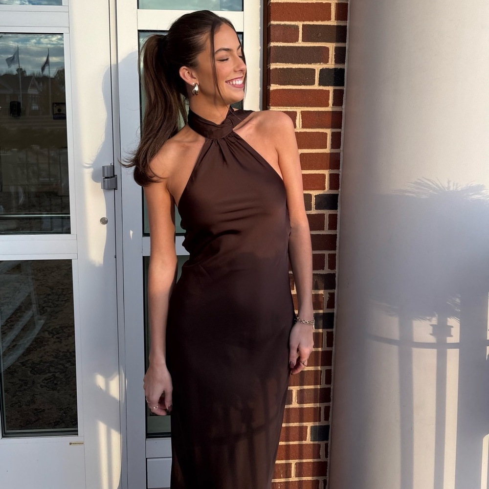 Peppermayo Keena Scarf Maxi Dress Chocolate